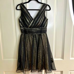 Belle Poque Gold Sequin Dress With Sheer Black